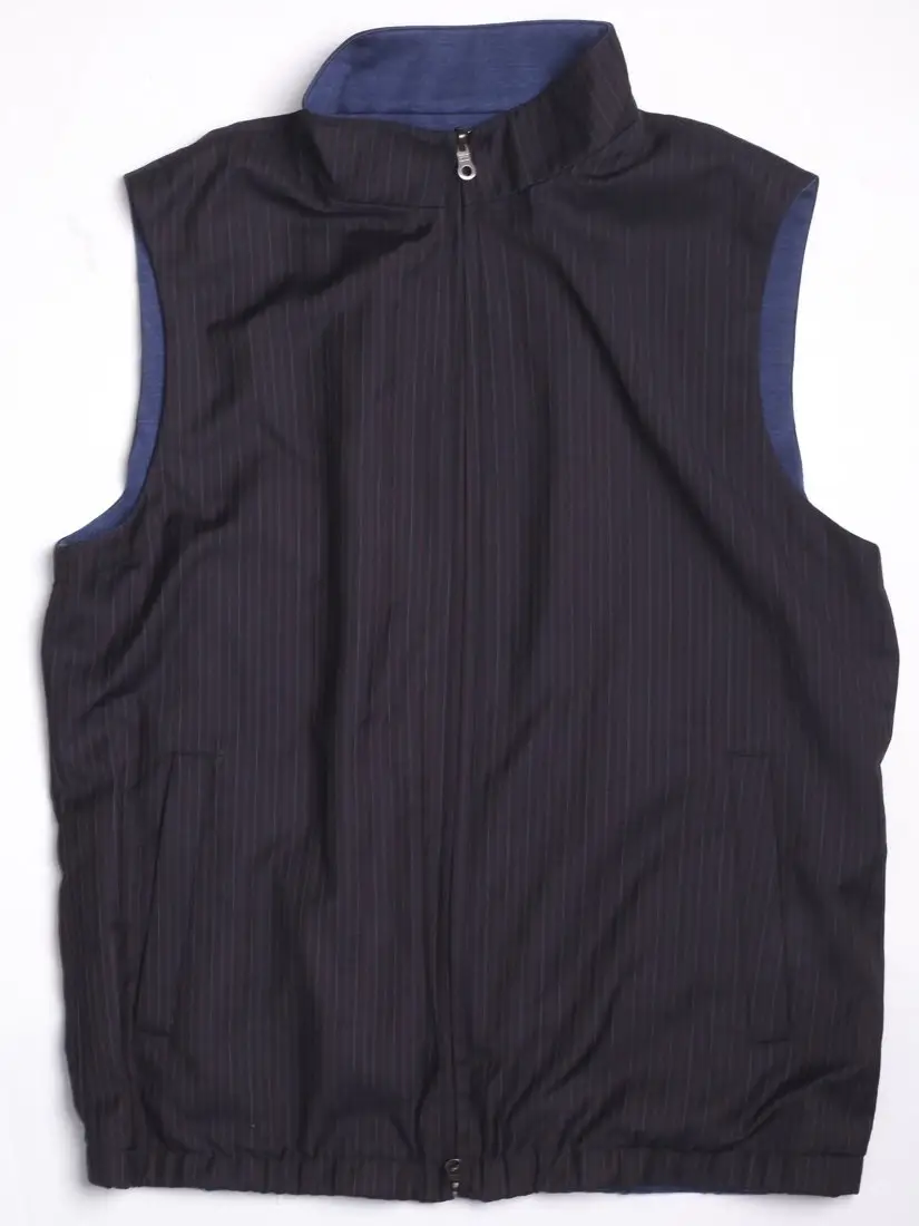 Navy Pinstripe Reversible Vest